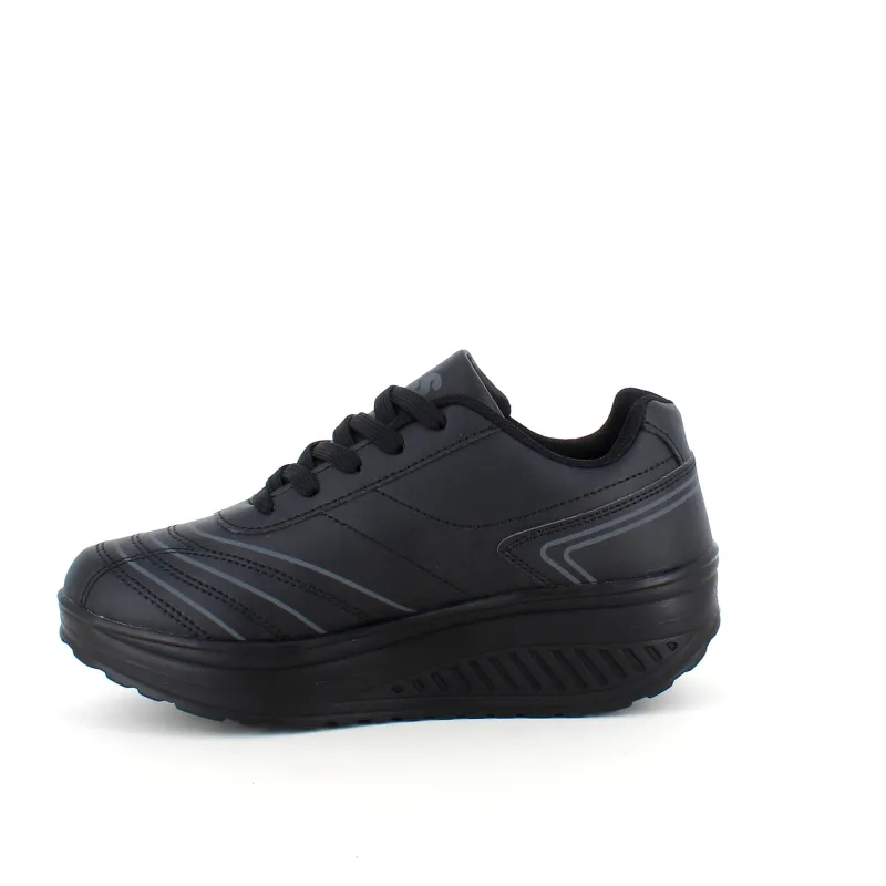 Sygeplejebutikken Sko På Tilbud*Sort sportssko med svangstøtte og gængesål.