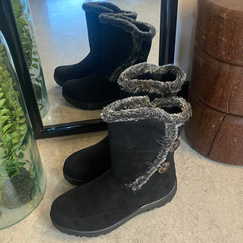 Sygeplejebutikken Billige Vinter Støvler|Sorte Støvletter*Sort støvle med fin pelsdetalje.