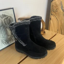 Sygeplejebutikken Billige Vinter Støvler|Sorte Støvletter*Sort støvle med fin pelsdetalje.