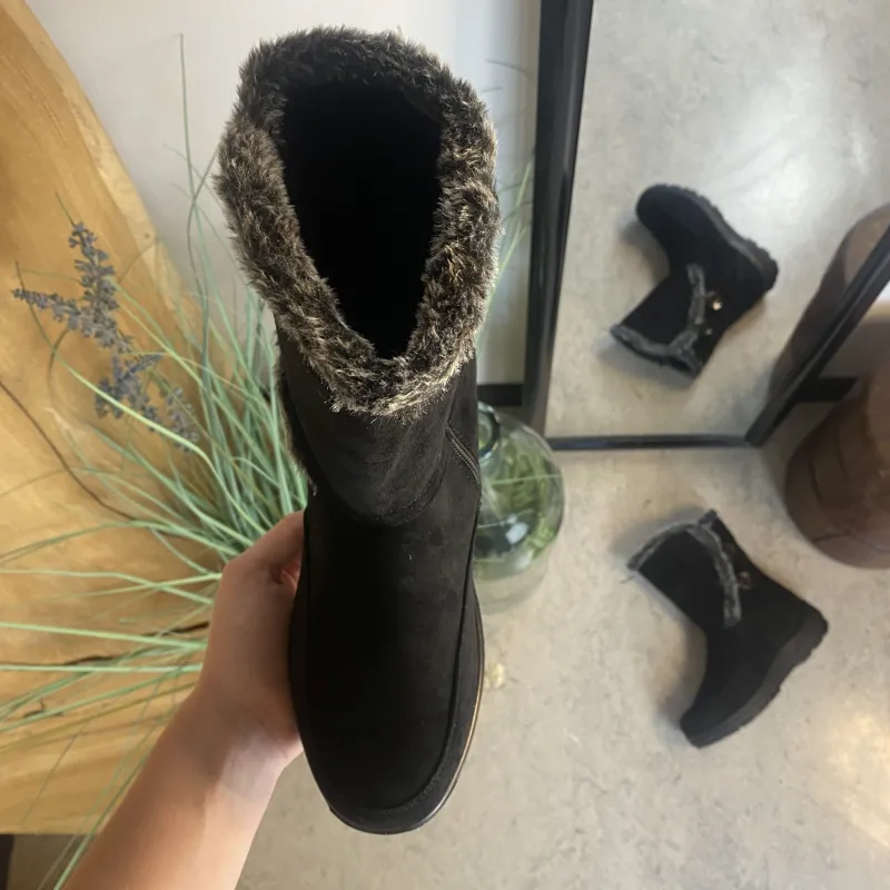 Sygeplejebutikken Billige Vinter Støvler|Sorte Støvletter*Sort støvle med fin pelsdetalje.