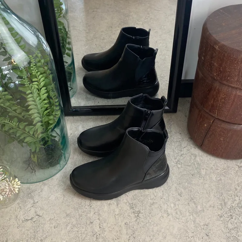 Sygeplejebutikken Kort Støvle Dame|Vinterstøvler Damer*Sort støvle med lynlås