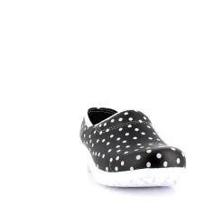 Sygeplejebutikken Work Sko*Sort træsko med polkaprikker og kap