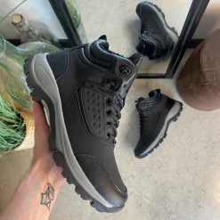 Sygeplejebutikken Herresko Og Sandaler|Herresko Og Sandaler*Sort vandafvisende herreankelstøvle med varmt for, robust TPR-sål og lynlås i siden