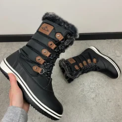 Mols Kort Støvle Dame|Vinterstøvler Damer*Sort vandtæt vinterstøvle fra