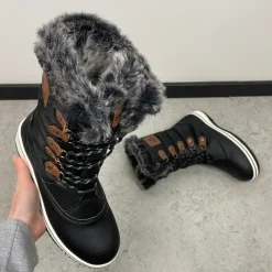 Mols Kort Støvle Dame|Vinterstøvler Damer*Sort vandtæt vinterstøvle fra