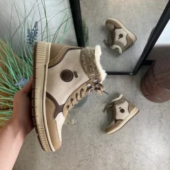 Sygeplejebutikken Kort Støvle Dame|Vinterstøvler Damer*Taupe vinterstøvle med snørebånd