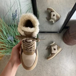 Sygeplejebutikken Kort Støvle Dame|Vinterstøvler Damer*Taupe vinterstøvle med snørebånd