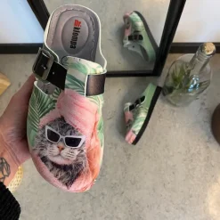 Sygeplejebutikken Clogs|Træsko Dame Modeller*Træsko med print en cool kat