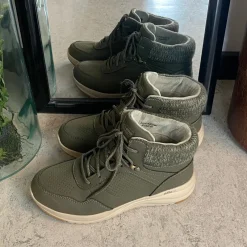 Skechers Grønne Støvler|Vinterstøvler Damer*Vandtæt slip-in vinterstøvle fra